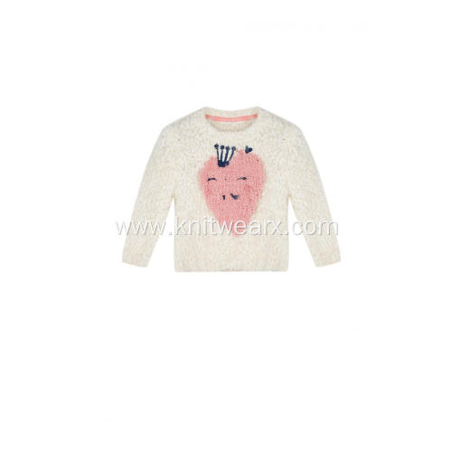 Girl's Knitted Happy Strawberry Jacquard Baby Pullover